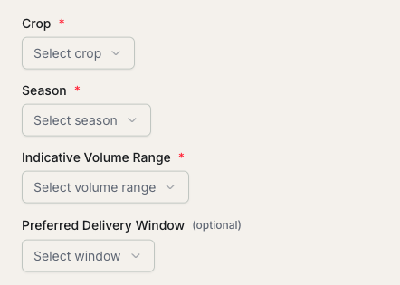 Buyer Demand - AgroBridge product interface